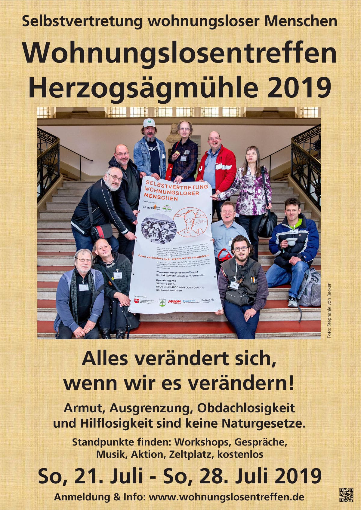 Plakat Wohnungslosentreffen Herzogsägmühle 2019 