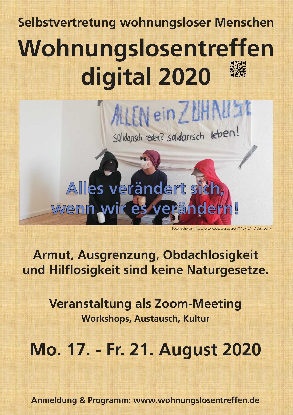 Plakat Wohnungslosentreffen 2020